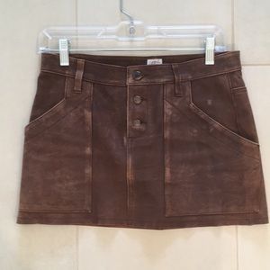 JOIE Brown Leather Mini Skirt